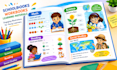 illustrate 2d educational children books, textbooks and learning material