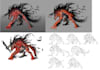create dark fantasy creature and character concept art