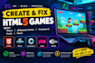 create fix html5 games with phaser, 2d browser games, construct 3 pixijs webgl