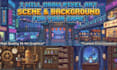 draw pixel art scene and background for your game