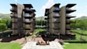 develop mid rise apartment complex, cgi housing development,landscape courtyard