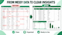 clean excel data, create pivot tables, vlookup and xlookup