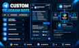 develop custom telegram bot, trading bot with api integration and automation