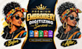 convert logo to embroidery digitizing into dst, pes, emb files in 1 hour