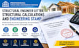 provide structural engineer letter structural calculations and engineering stamp