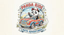 design panda ride car hand drawing mascot logo