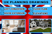 create UK planning applications drawings for house extension and loft conversion