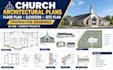 2d church architectural floor plans, elevation, site plan and foundation drawing