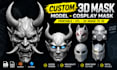 design custom 3d printable mask cosplay mask from 2d image