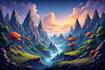 create stunning fantasy landscape, background illustration