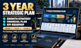 write a 3 year strategic plan growth strategy financial plan, KPI roadmap
