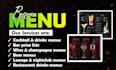 design a professional bar cocktail and drinks menu