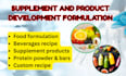 develop food formulation, recipe and product development