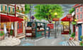 create pixel art background scene landscape game environment game art