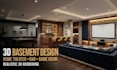 3d basement design, home theater, basement bar, game room rendering