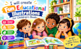 create fun educational illustrations for childrens books
