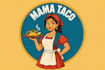 make mexican waitress serving tacos mascot logo design