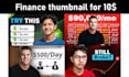 design high CTR finance, crypto and trading youtube thumbnails