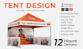 design unique canopy tent, feather flag, backdrop banner