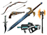 create game weapon design and illustration