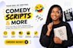write stand up comedy script, ghostwrite slapstick satire parody and screenplay