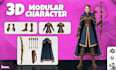 create a custom 3d low poly character for games and animation