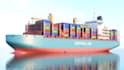 model container ship, commercial vessel, cargo, offshore vessel, 3d rendering