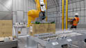 create 3d industrial robotic animation, mechanical robotic pick, cad rendering