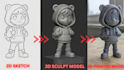 do 2d to 3d model, 3d character modeling, 3d miniature figurine, 3d printing
