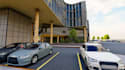 construct 3d industrial complex,public park space,block plan,glass facade render