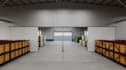 3d industrial warehouse,interior factory,concrete floor,storage facility render