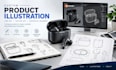 create professional product illustration, vector line art and technical drawing