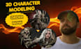 do 3d fantasy character modeling, stylized game character, sculpting and rigging