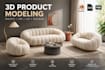 create a realistic 3d product model and optimized glb file 3d furniture sofa