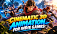 create fast 3d blender character animation for kickstarter indie game trailers