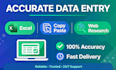 do accurate data entry, excel data entry and web research