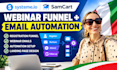 do systeme io samcart webinar script registeration funnel with email automation
