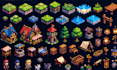 create isometric pixel art tileset pixel tilemap game asset rpg game background