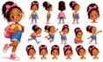 design childrens book character turnaround, pose and expression sheets