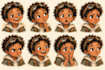 create childrens book character pose and expression sheets