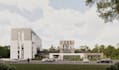 reconstruct fire station building,disinfection room design,living quarter render