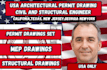 draft city permit drawings, architectural construction and structural drawings