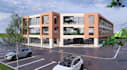 render mixed use plaza from pdf plan, strip mall complex layout, retail unit cgi