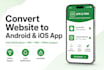 convert website to android and ios app with push notifications using webview