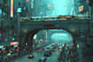 create detailed futuristic city illustrations
