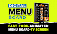 design modern fast food animated menu board and tv screen menu