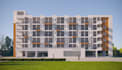 do residential complex, urban apartment design, 3d building model with rendering
