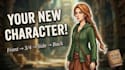 create a 2d character design with turnaround, poses and expressions