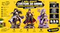 sculpt 3d anime action figures, chibi toys and  figurines for printing models