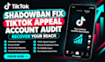 fix tiktok shadowban issues, audit your account and fix shadowban issues